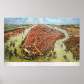 Vogelaugenblick von Manhattan, Bachmann 1865 Print Poster (Vorne)