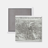 Vogelaugenplan von Paris, 1615 Magnet (Vorderseite/Rückseite)