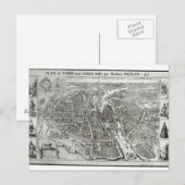 Vogelaugenplan von Paris, 1615 Postkarte (Vorne/Hinten)