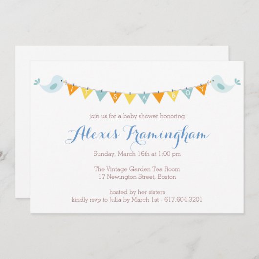 Vogelbaby-mit dem Kopfe stoßende Einladung (Vorne/Hinten)