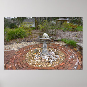 Vogelbad im Orman House, Apalachicola, Florid Poster