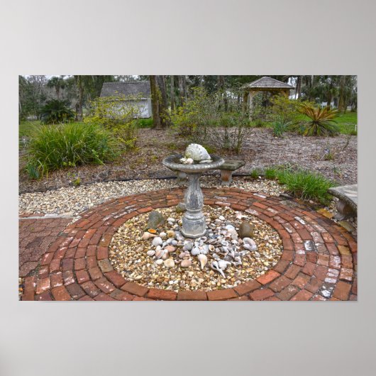 Vogelbad im Orman House, Apalachicola, Florid Poster (Vorne)