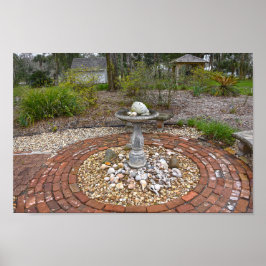 Vogelbad im Orman House, Apalachicola, Florid Poster