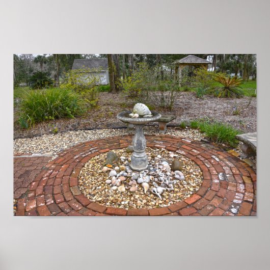Vogelbad im Orman House, Apalachicola, Florid Poster (Vorne)