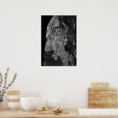 Vogelbaum Zeichnend Schwarz-weiße Kunst Poster (Küche)