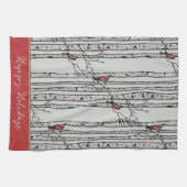 Vogelbäume und Vögel des Roten Kardinals Geschirrtuch (Horizontal)