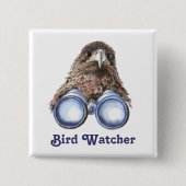 Vogelbeobachter beobachten Sie die Aquarellfärbung Button (Vorderseite)