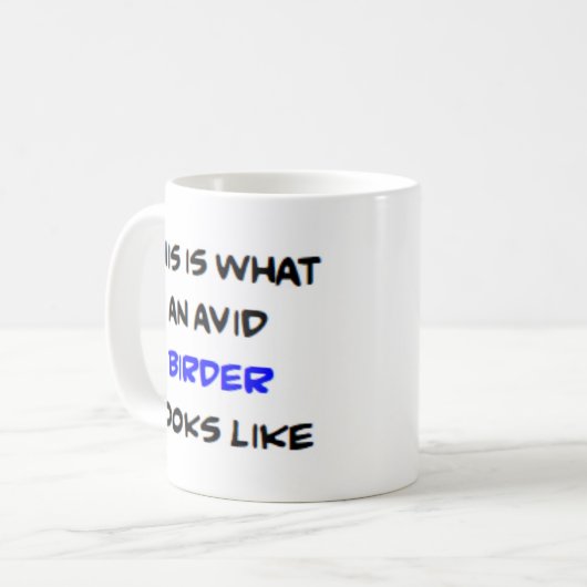 Vogelbeobachter, eifrig kaffeetasse (Vorderseite Links)