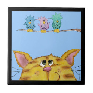 Vogelbeobachter-Katzen-Beobachtungen Vögel oben Fliese