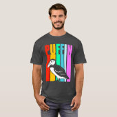 Vogelbeobachter Ornithologe Retro Colorful Puffin T-Shirt (Vorne ganz)
