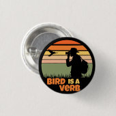 Vogelbeobachter Vogelbeobachtung Bird Retro Sunset Button (Vorne & Hinten)