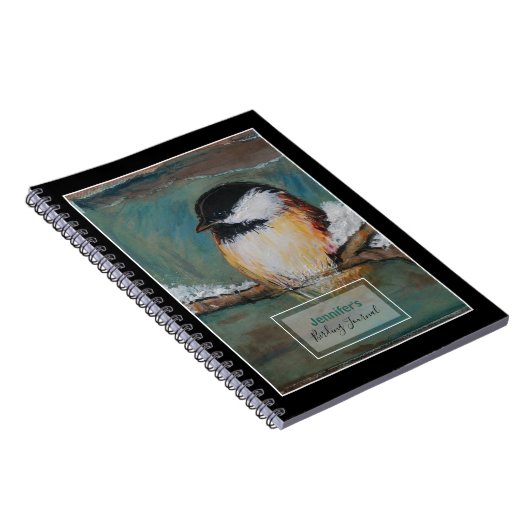 Vogelbeobachtung Bird Watcher mit Chickadee Art Notizblock (Rechte Seite)