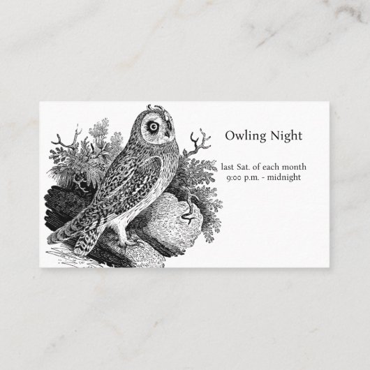 Vogelbeobachtung der kurzen Eulen Visitenkarte (Rückseite)