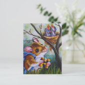 Vogelbeobachtung Field Mouse Findest Wasserfarben Postkarte (Stehend Vorderseite)