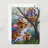 Vogelbeobachtung Field Mouse Findest Wasserfarben Postkarte (Vorne/Hinten)
