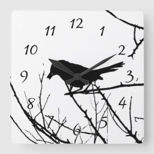 Vogelbeobachtung in der Silhouette Quadratische Wanduhr