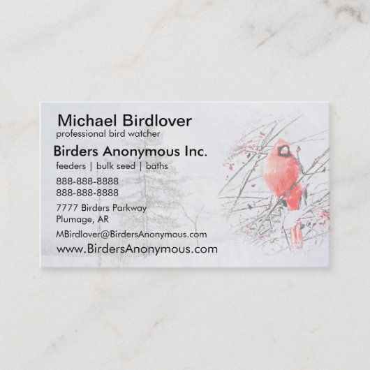 Vogelbeobachtung Kardinal Visitenkarte (Vorderseite)