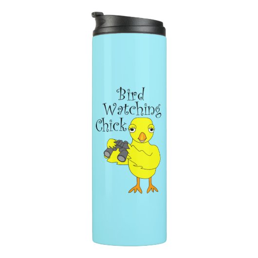 Vogelbeobachtung Kick-Text Thermosbecher (Nach rechts gedreht)
