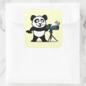 Vogelbeobachtung Panda Quadratischer Aufkleber (Tasche)