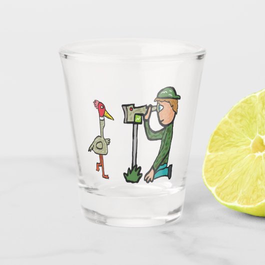 Vogelbeobachtung Schnapsglas (Vorderseite)