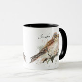 Vogelbeobachtung Wasserfarbe Kestrel Couple Indivi Tasse (VorderseiteRechts)