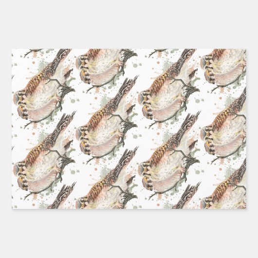 Vogelbeobachtung Wasserfarben Geschenkpapier Set (Vorderseite 3)