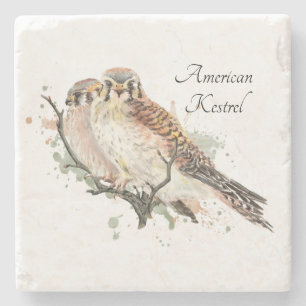 Vogelbeobachtung Wasserfarben Steinuntersetzer