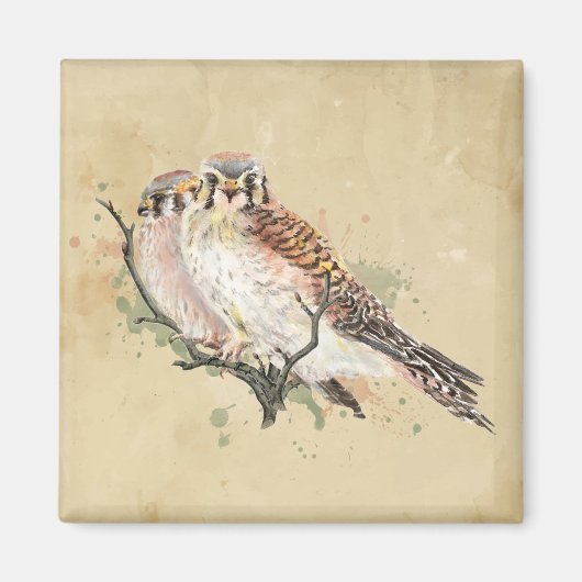 Vogelbeobachtung Watercolor Magnet (Vorne)