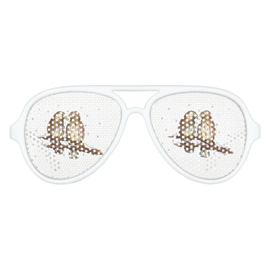 Vogelbeobachtung Winter Love Birds Weihnachtsschne Partybrille (Vorderseite)