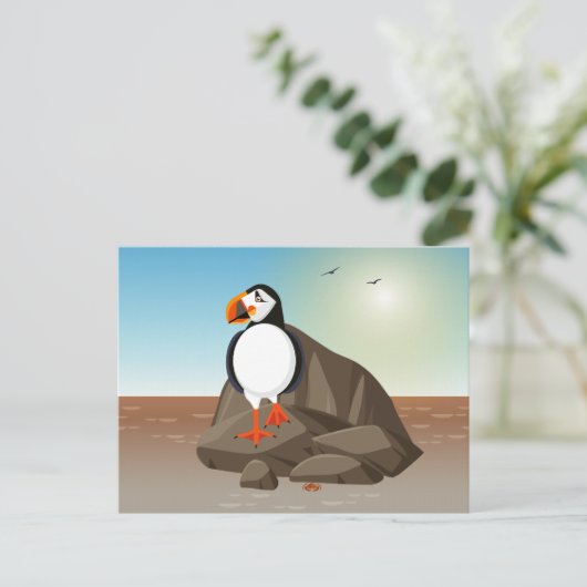 Vogelbild - Der Puffin als Küstenvogel Postkarte (Stehend Vorderseite)
