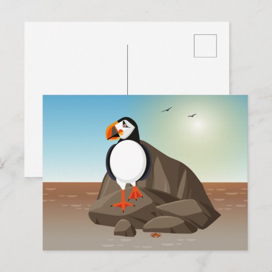 Vogelbild - Der Puffin als Küstenvogel Postkarte (Vorne/Hinten)