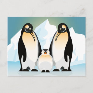 Vogelbild - Die Pinguinfamilie Postcard Postkarte