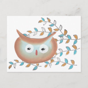 Vogelbild in Braun und Aquamarin Postkarte