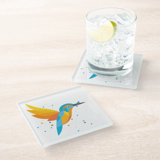 Vogelbild - Kingfisher Glasuntersetzer (Schrägansicht)