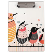 Vogelbild mit Punkten und Streifen Klemmbrett (Vorderseite)