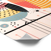 Vogelbild mit Punkten und Streifen Poster (Ecke)