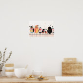 Vogelbild mit Punkten und Streifen Poster (Küche)
