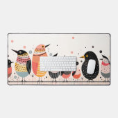 Vogelbild mit Punkten und Streifen Schreibtischunterlage (Tastatur & Maus)