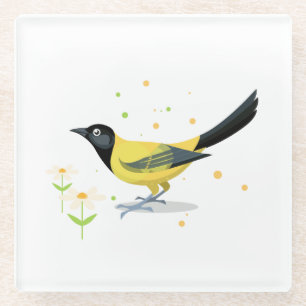 Vogelbild - Sommerfarben Glasuntersetzer
