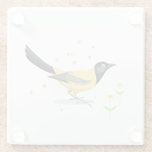 Vogelbild - Sommerfarben Glasuntersetzer (Rückseite)