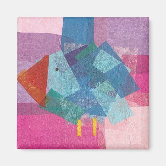 Vogelblau auf Rosa Magnet (Vorne)