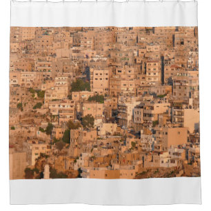 Vogelblick auf die arabische Stadt. Amman. Jordani Duschvorhang