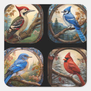 VogelCollage Quadratischer Aufkleber