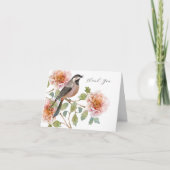 Vogeldankkarte mit Blumen Dankeskarte (Vorderseite)