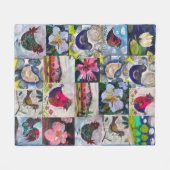 Vogeldecke und Blume Fleecedecke (Vorderseite (Horizontal))