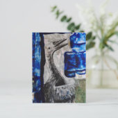 Vogeldinosaurier mit blauer Farbe Mixed-Media-Coll Postkarte (Stehend Vorderseite)