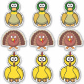 Vogelente, Türkei, Hühner-Cartoon Aufkleber (Vorderseite)