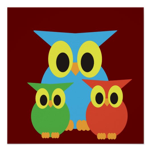 Vogelfamilie: Blau, Grün und Rot Poster (Vorderseite)