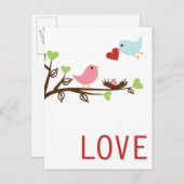 Vogelfamilie mit Herz Postkarte (Vorne/Hinten)