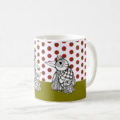 Vogelfamilie & Polka Dots Kaffeetasse (VorderseiteRechts)